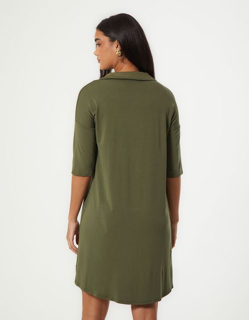 Vestido Curto Gola Moletinho - Verde Oliva
