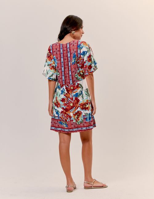 Vestido Curto Estampado Iggy   - Off White