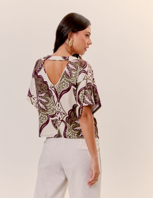 Blusa Estampada Arabesco Marrakesh - Areia