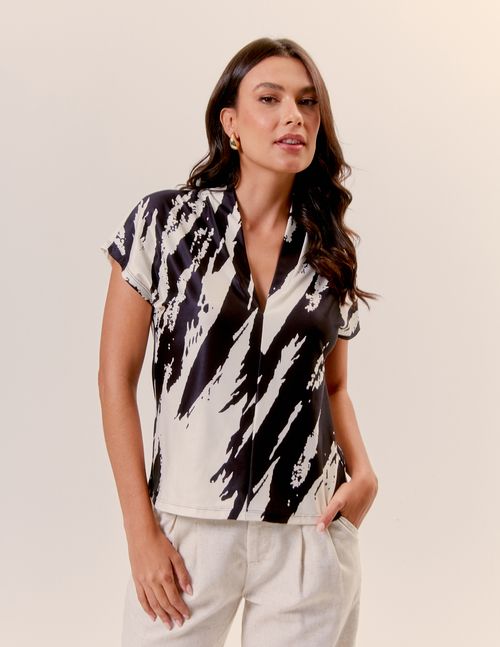 Blusa Estampada Raji - Preto