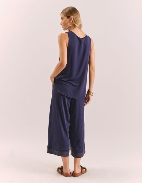 Blusa Regata Moletinho Lisa - Azul Marinho