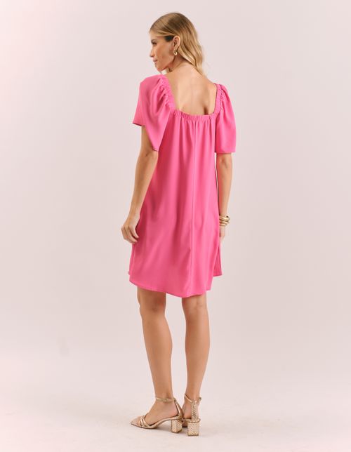 Vestido Curto Mangas Amplas - Rosa