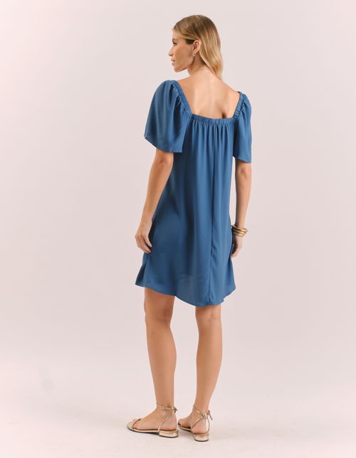 Vestido Curto Mangas Amplas - Marinho