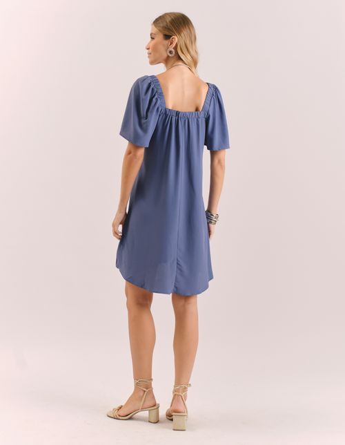 Vestido Curto Mangas Amplas - Azul Claro