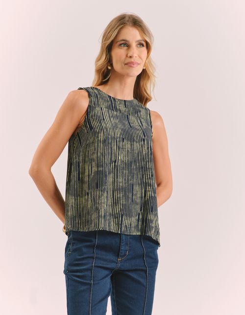 Blusa Estampada Textura Seiva - Verde Oliva
