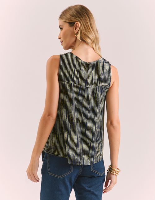 Blusa Estampada Textura Seiva - Verde Oliva