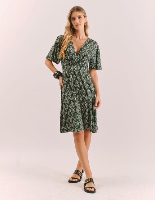 Vestido Curto Estampado Fireworks - Verde Bandeira