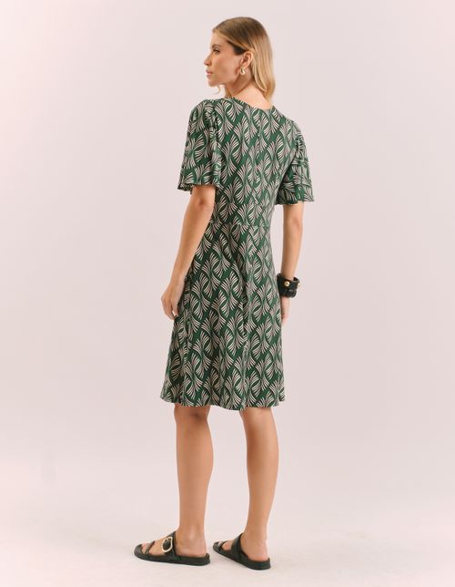 Vestido Curto Estampado Fireworks - Verde Bandeira