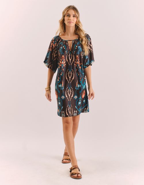 Vestido Curto Estampado Zafira - Preto
