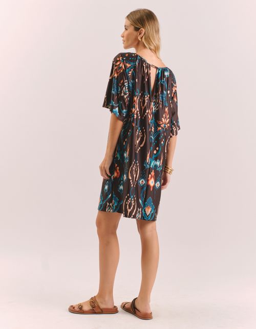 Vestido Curto Estampado Zafira - Preto