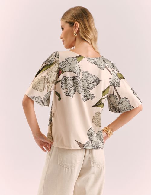 Blusa Estampada Floral Secreto - Areia