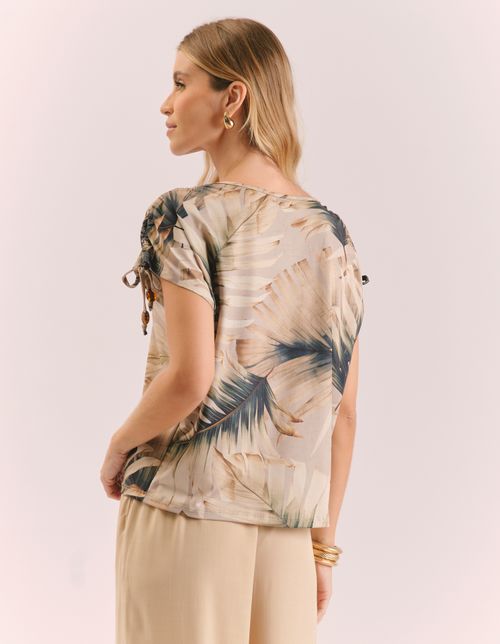 Blusa Manga Ampla Estampada Luciana - Verde Oliva