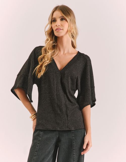 Blusa Claudia Com Pala - Preto