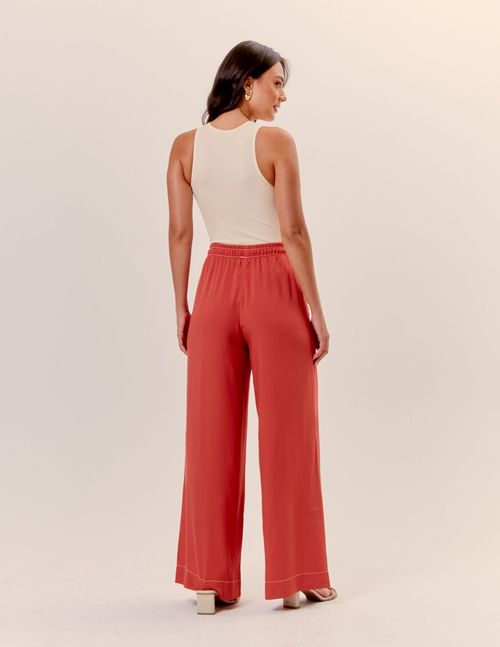 Calça Cós Elástico Com Amarração - Sandalo