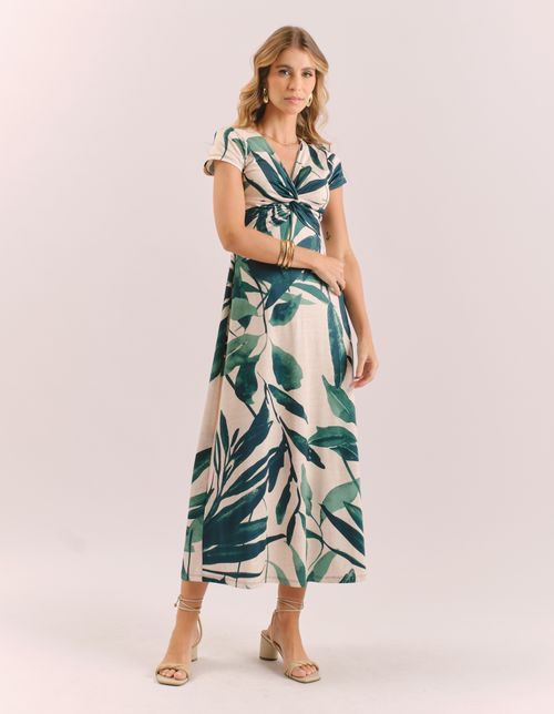Vestido Longo Estampado Refresh - Off White