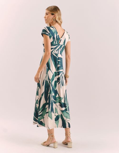Vestido Longo Estampado Refresh - Off White