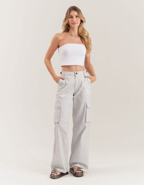 Calça Sarja Cargo Luminous - Prata