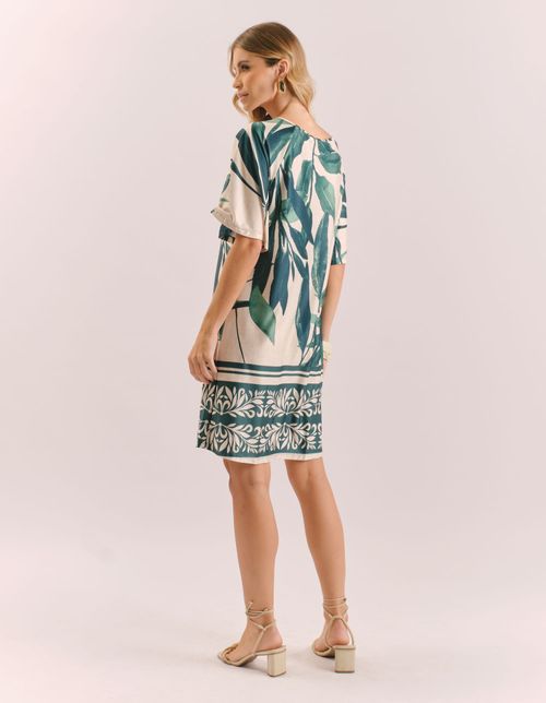 Vestido Curto Estampado Refresh - Off White
