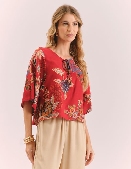 Blusa Estampada Rubia - Vermelho