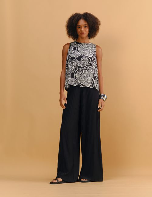 Blusa Estampada Floral Noir - Preto