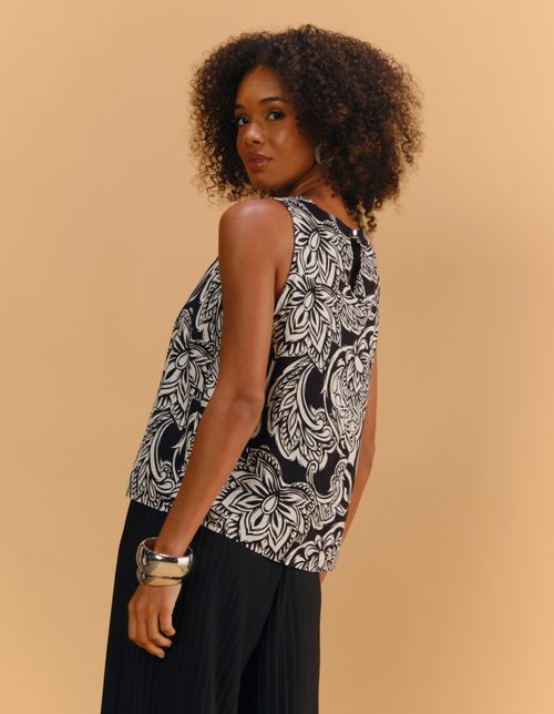 Blusa Estampada Floral Noir - Preto