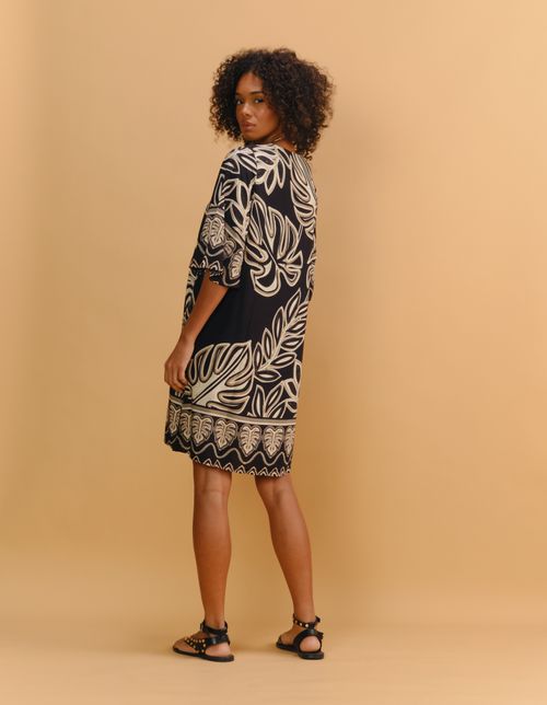 Vestido Curto Estampado Salma - Preto