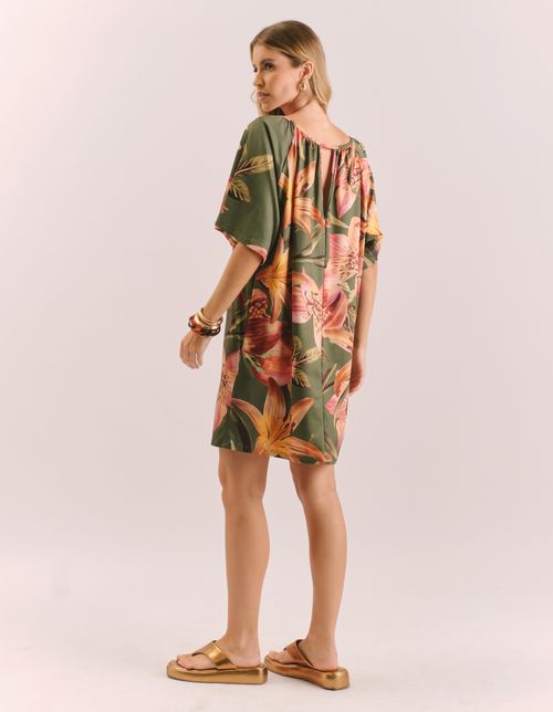 Vestido Curto Estampado Silvestre - Verde Oliva