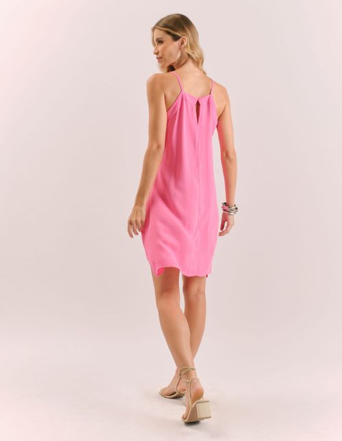 Vestido Curto Decote Moldura - Rosa