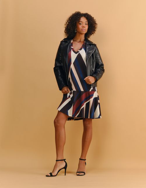 Vestido Curto Estampado Aveiro New - Vinho