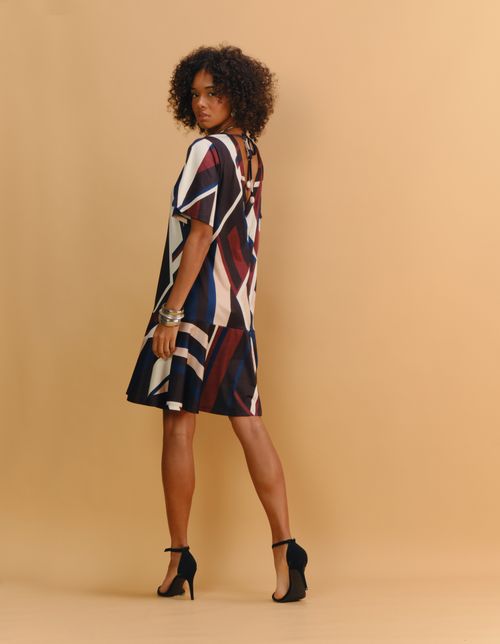 Vestido Curto Estampado Aveiro New - Vinho