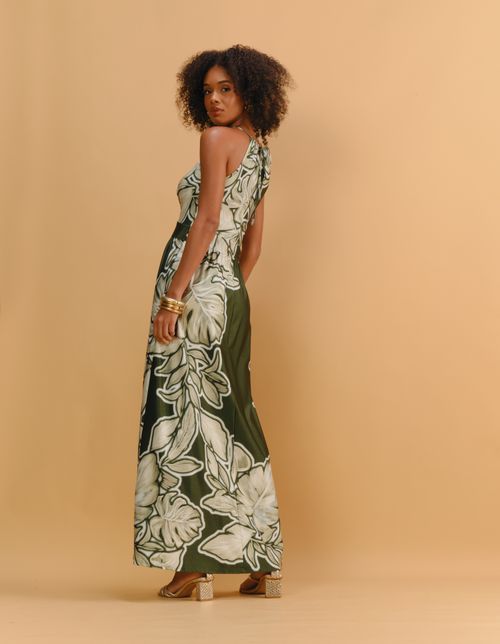 Vestido Longo Estampado Green Breeze - Verde Oliva