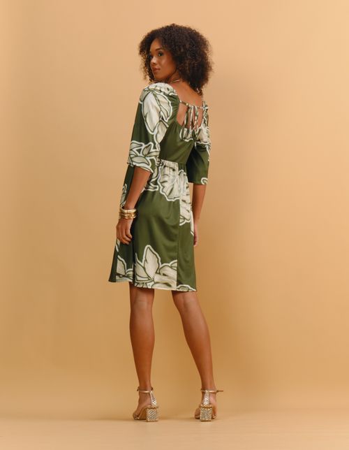 Vestido Curto Estampado Green Breeze - Verde Oliva
