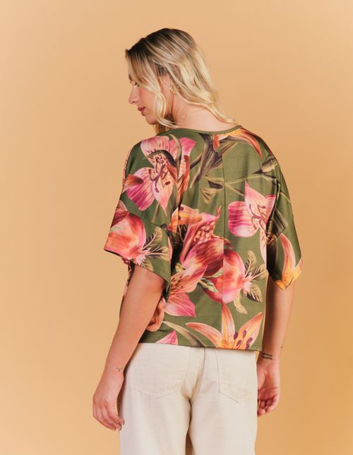Blusa Estampada Silvestre - Verde Oliva