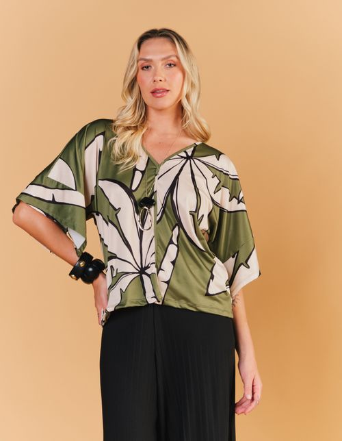 Blusa Estampada Buriti - Verde Oliva