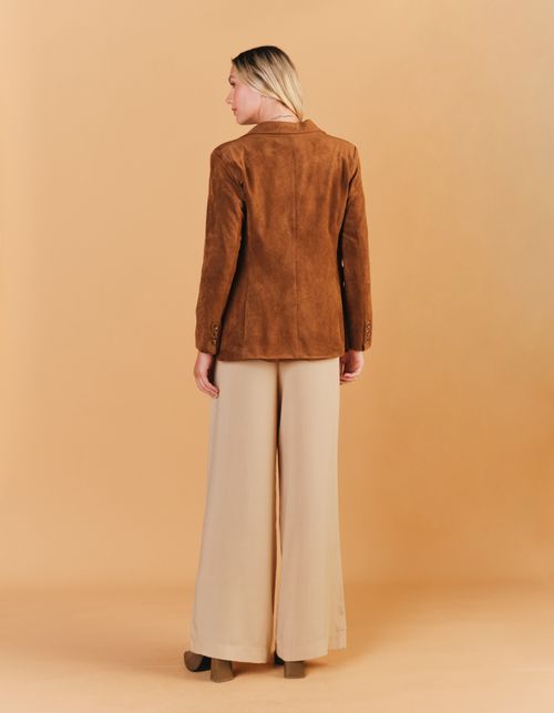Blazer Bolso Com Botão - Marrom
