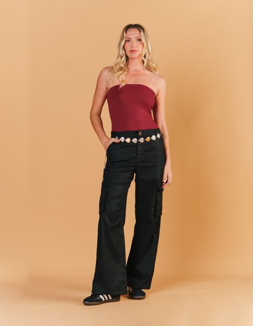 Blusa Poliamida Sem Alças - Vinho
