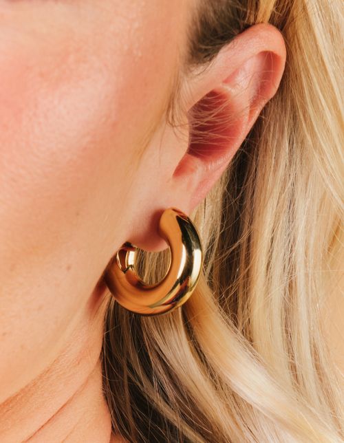 Brinco Argola Bojuda Média - Dourado