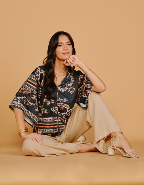 Blusa Estampada Menara - Verde Garrafa