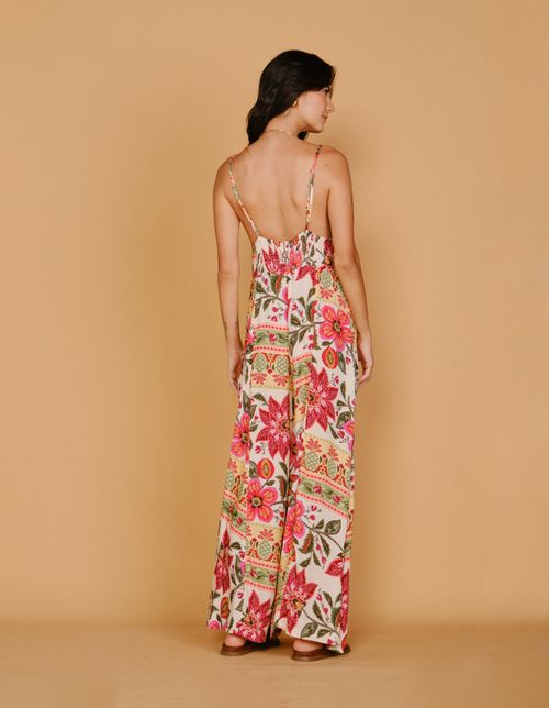 Macacão Estampado Floral Abacaxi - Off White