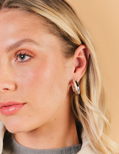 Brinco Argola Bojuda Média - Prateado