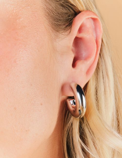 Brinco Argola Bojuda Média - Prateado