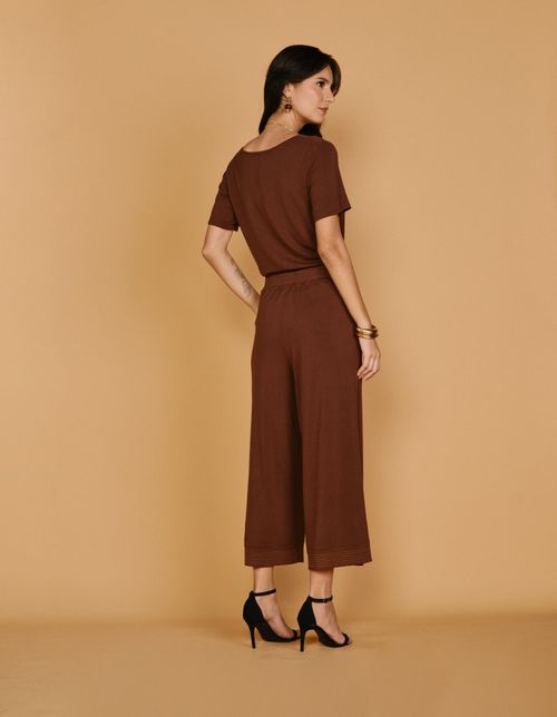 Calça Detalhe Cos - Marrom