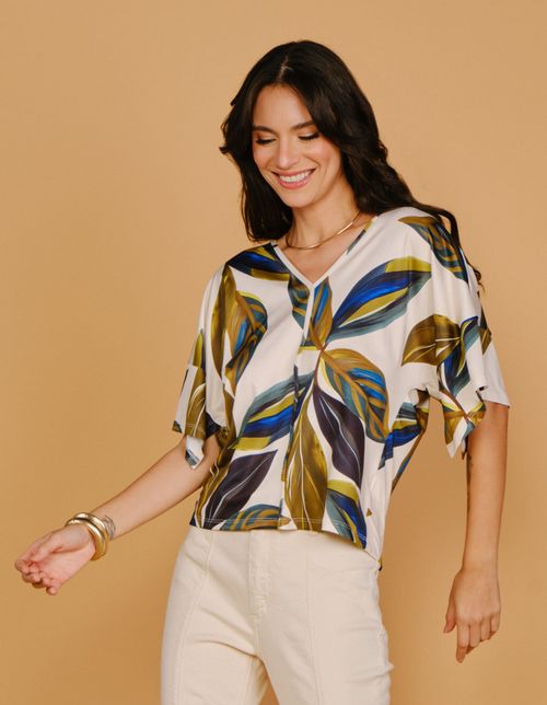 Blusa Estampada Maranta - Areia