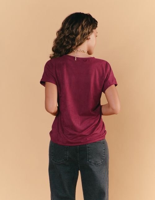 Blusa Gola v Suede - Vinho