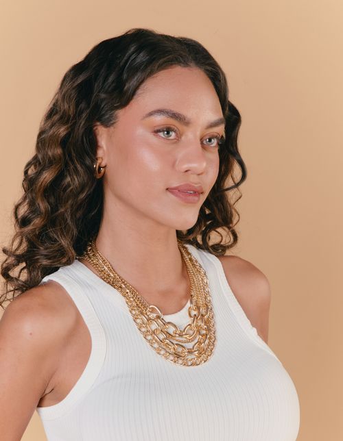Colar Curto Multi Corrente - Dourado