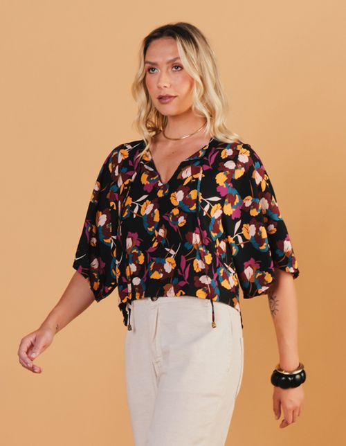 Blusa Estampada Aylin - Preto
