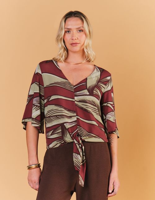 Blusa Estampada Floral Souk - Vinho