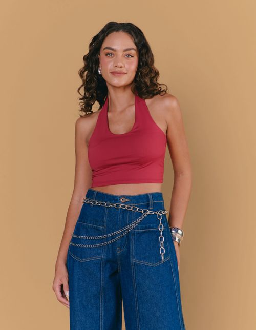 Top Poliamida Frente Única - Vinho