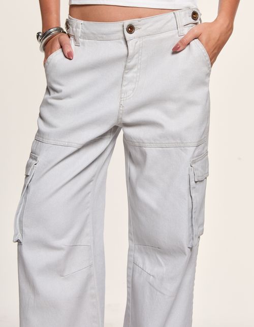 Calça Sarja Cargo Luminous - Prata