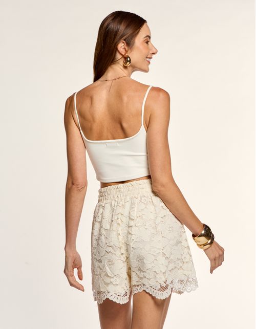 Short Pregas Rendado - Areia